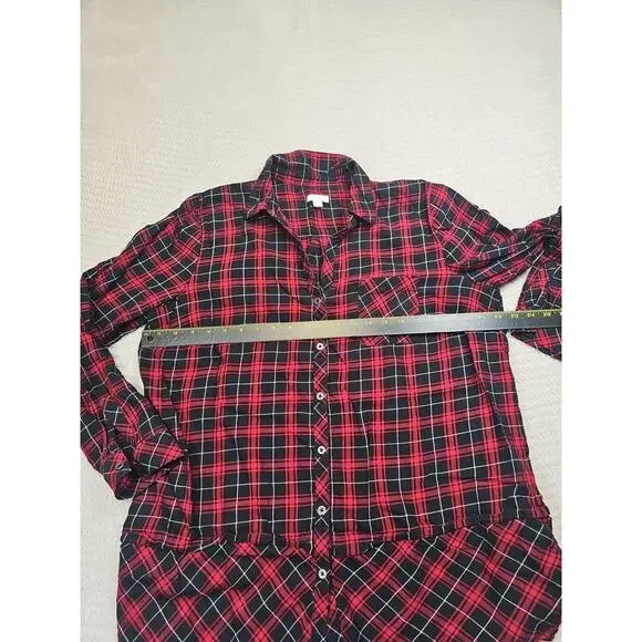 J Jill Shirt Womens Large Plaid Button Up Red & Black - Picture 3 of 7